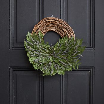 Asymmetrical Fern + Lavender Wreath