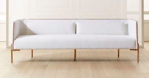 Colette White Sofa with Faux Leather Piping