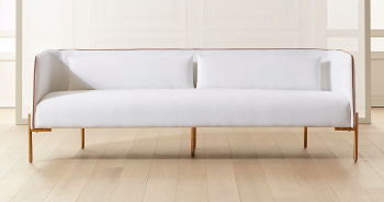 Colette White Sofa with Faux Leather Piping